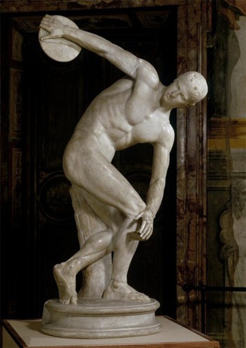 <p>Hellenistic statue of a discus thrower by Myron.</p>