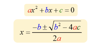 <p>(-b ± square root of bsquared - (4ac))/2a</p>