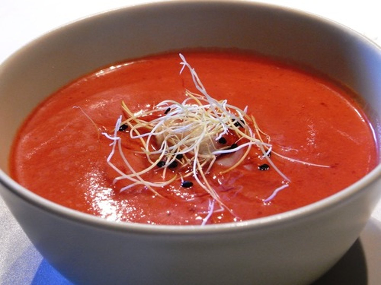 <p>the cold tomato soup</p>