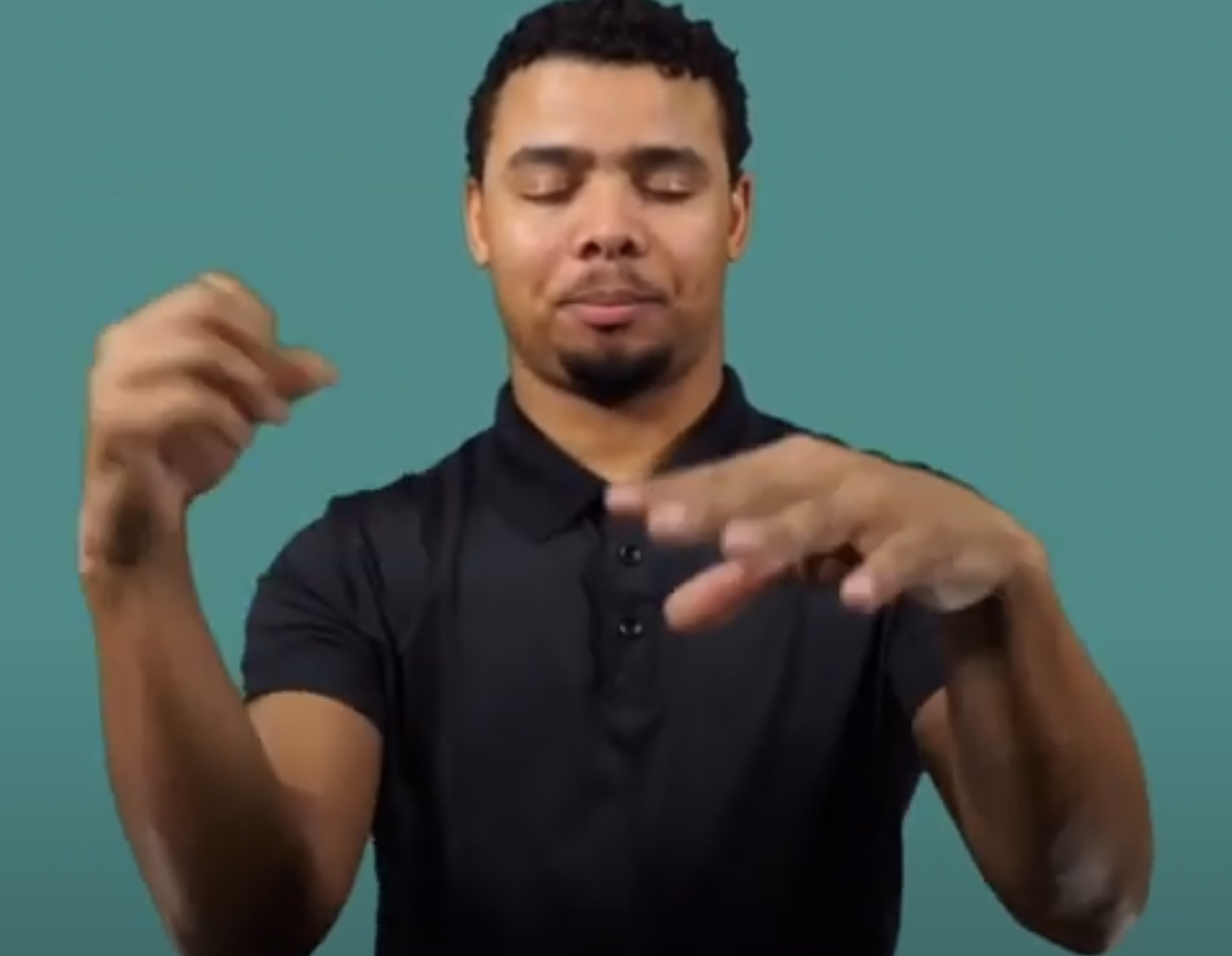 <p>point to your temple with a hooked finger and then do this POW POW POW</p>