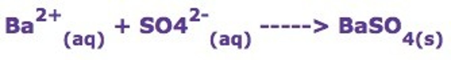 <p>an equation that shows only those particles that actually take part in the reaction</p>