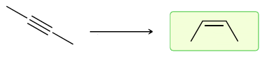 <p>alkyne to cis alkene</p>