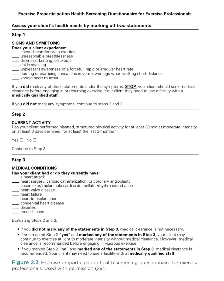 <p>-Step 1: if any yes, need medical clearance. Go to step 2 if don’t say any yes</p><p>-If yes step 2, go to step 3</p><p>-If all good step 3, no medical clearance needed. </p><p>*Any not good=medical clearance</p>