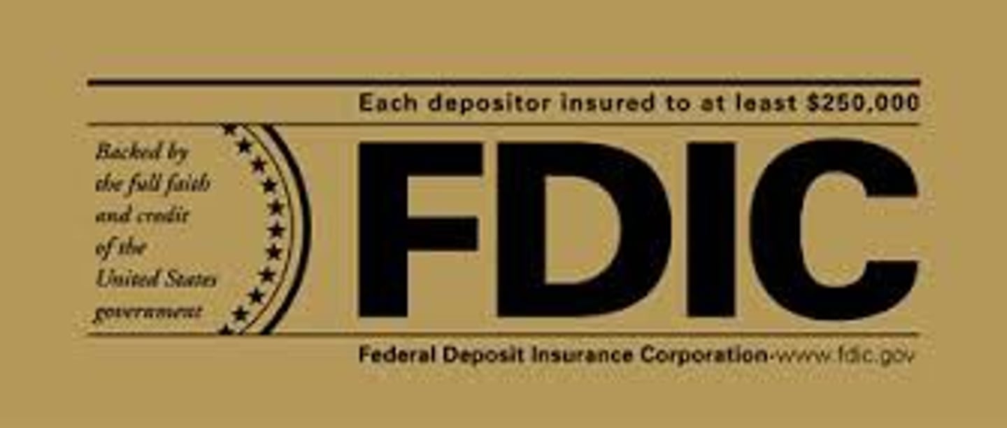 <p>A federal guarantee of savings bank deposits initially of up to $250,000.</p>