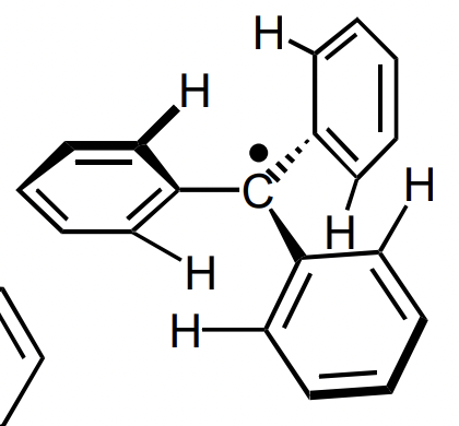 <p>electronic = hyperconjugation from alpha C-H’s = requires planarity</p><p>sterics = exists in twisted form to avoid clashing H’s = “propeller” shape provides steric hinderance </p>