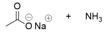 <p>deprotonated carboxylic acid and ammonia</p>