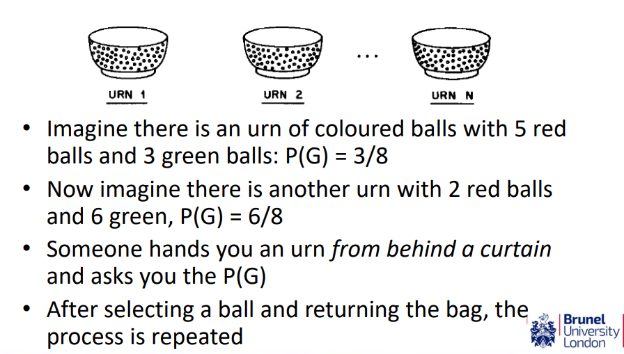 <p><span>underlying variables that generate the observed data, but they are not directly observable</span></p><p><span>e.g. in the example, the hidden state is which urn we have been given, we don’t know what we’ve been given but we can observe it </span></p>