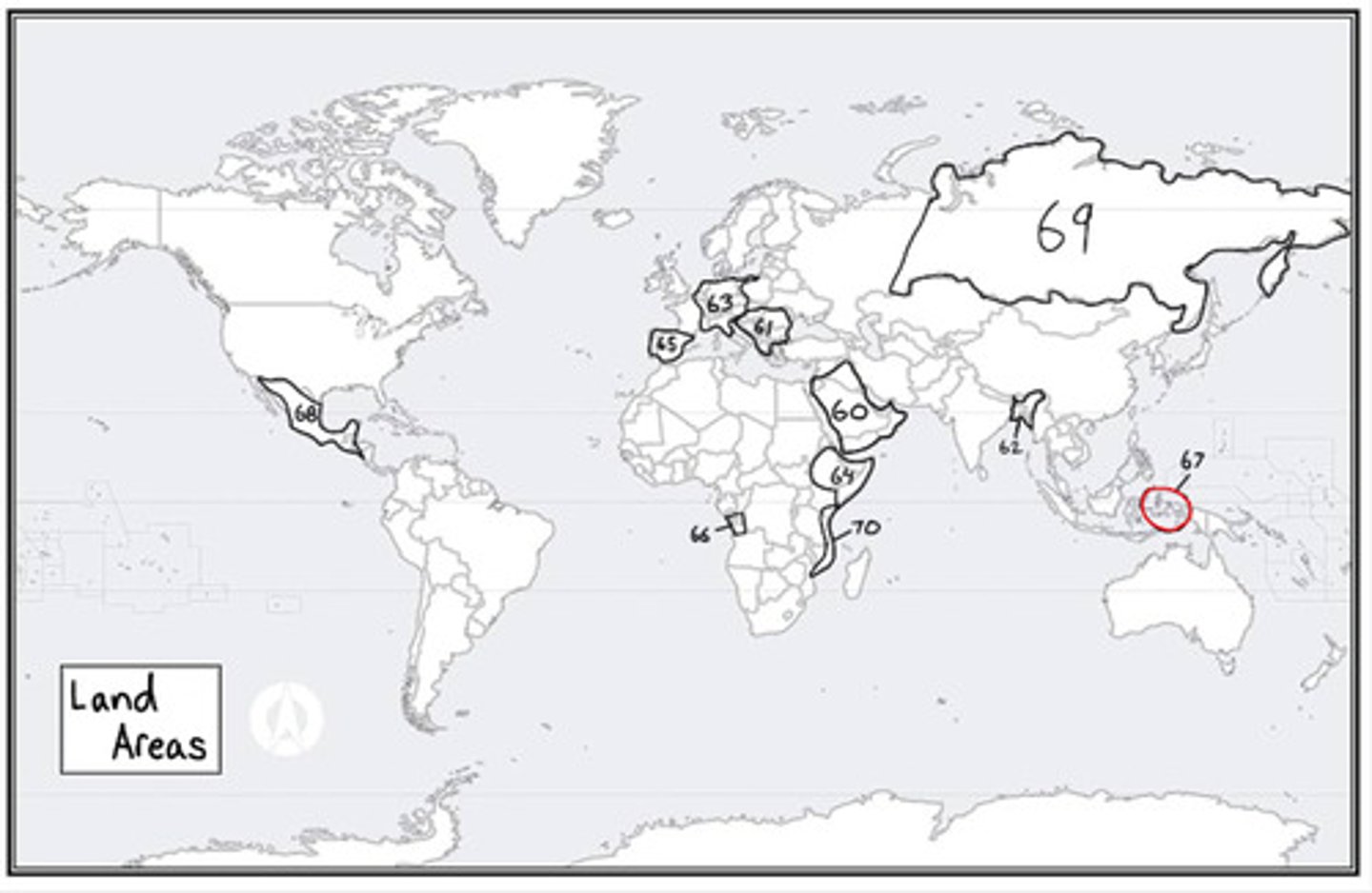 <p>What is #67? (land areas)</p>