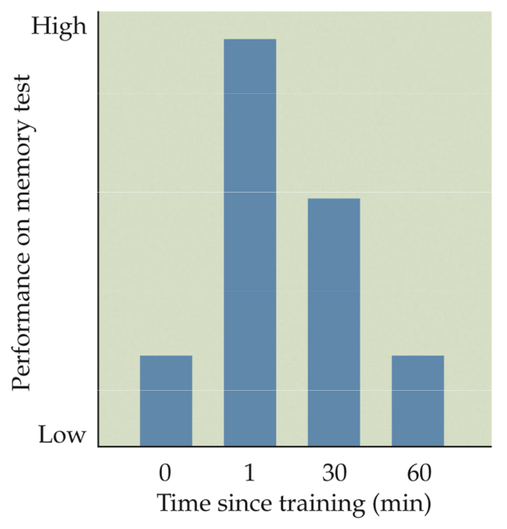 <p>Fig. 12.9 Effects of epinephrine on memory are time-dependent</p>