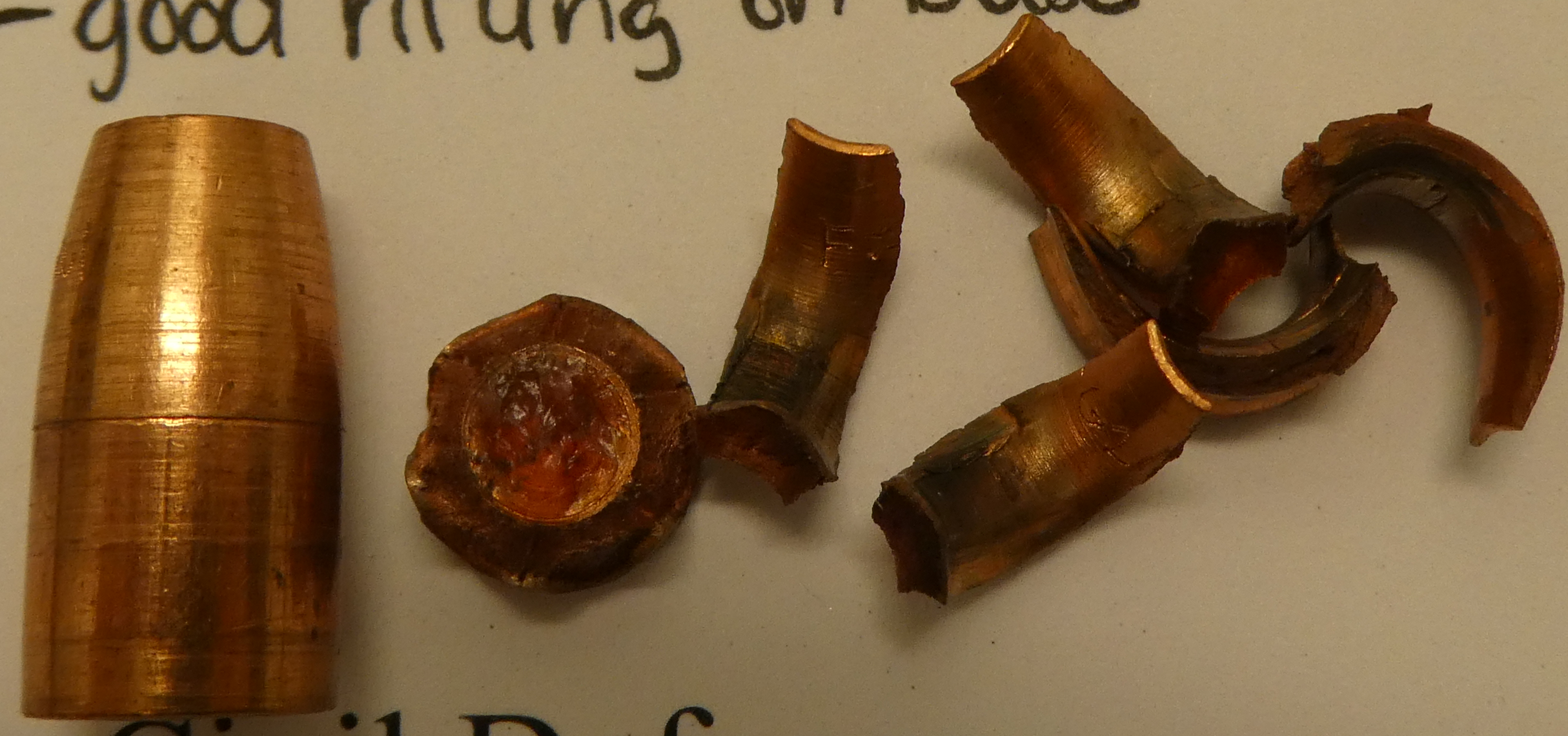 <p>The bullet of which cartridge is shown in this photo?</p>
