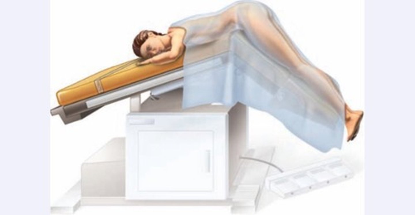 <p>known as jackknife position.</p><p>Similar to knee-chest but has a greater bend at the hips. A special exam table is usually available. Pt's lie face down with hips at the hinge of the exam table. table is tipped downward.</p><p>Used for proctologic exams such as with a sigmoidoscopy.</p>
