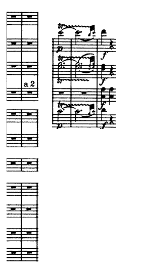 <p>2 bar silence bars 45-46</p><p>Piano for the trill, instinctive crescendo into forte for bars 49 onwards.</p>