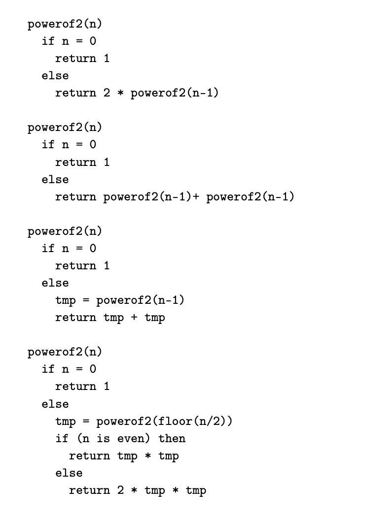 <p>give runtime recurrence for each</p>