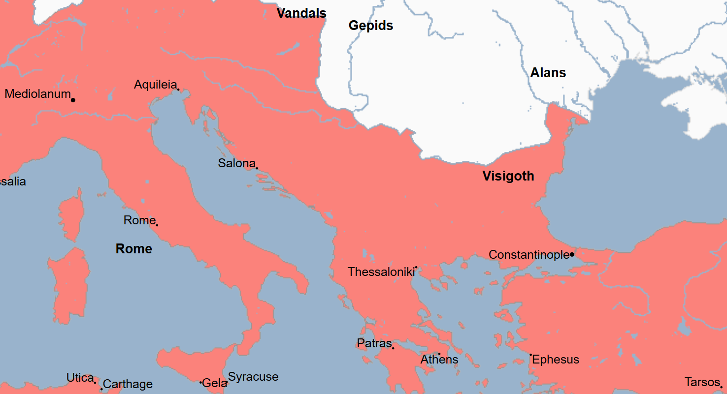 <ul><li><p>1st King of the Visigoths </p></li><li><p>Led the Visigoths in</p><ul><li><p>402 - The Siege of Asti, where he defeated the Romans and took that city </p></li><li><p>402 - The Battle of Verona, where they were defeated by Stilicho and the Romans</p></li><li><p>410 - Sack of Rome, where they took and pillaged Rome </p></li></ul></li></ul><p></p>