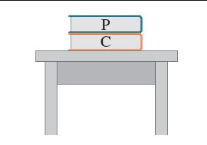 <p>A physics textbook lies on top of a chemistry book, which rests on a table.  Which force diagram below best describes the forces exerted by other objects on the chemistry book?</p>