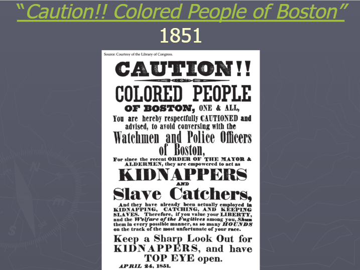 <p>(Topic 5.5) Caution! Colored People of Boston</p>
