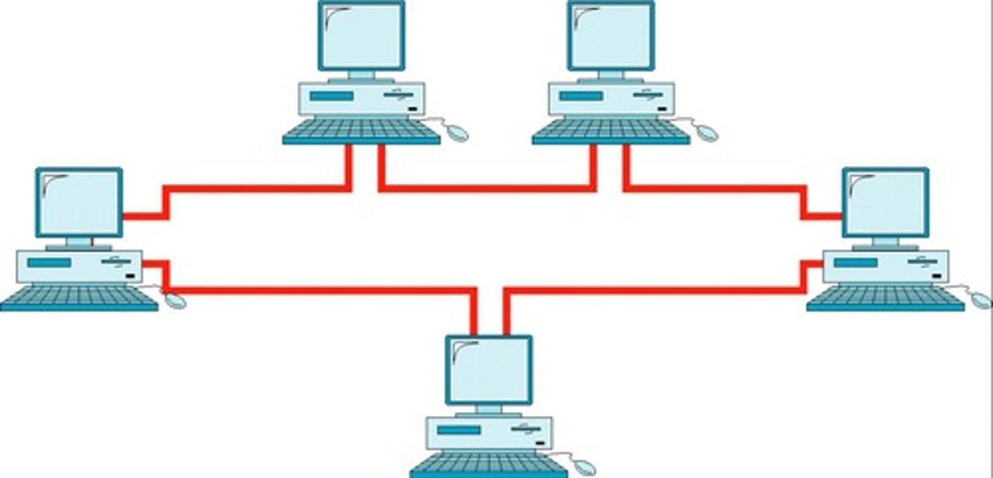 <p>A network topology where all devices are connected to a central hub.</p>