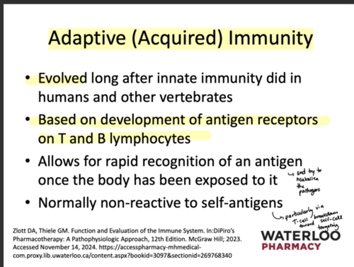 <p>Those on T &amp; B lymphocytes</p>