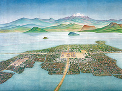 <p>Capital of the Aztec (Mexica) Empire, located on an island in Lake Texcoco. Its population was about 150,000 on the eve of Spanish conquest. Mexico City was constructed on its ruins.</p>