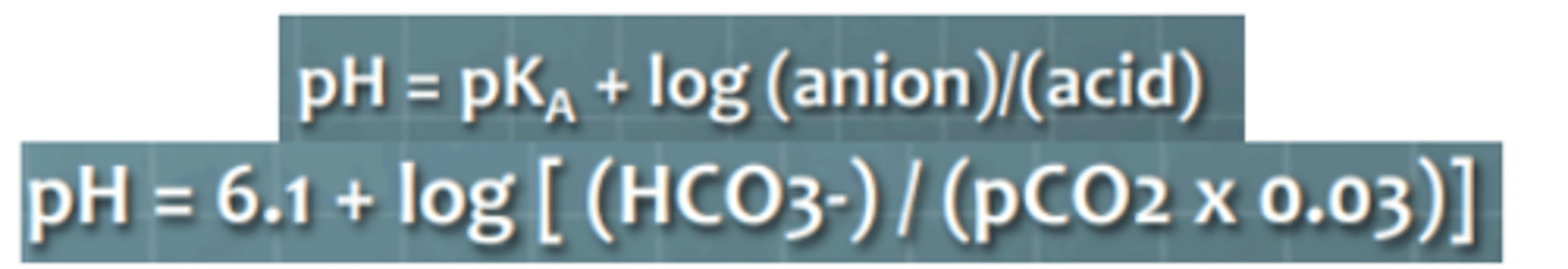 <p>equation used to calculate the capacity of a buffer to handle hydrogen ions relative to the concentration of dissociated ions and the dissociation constant of the acid.</p>