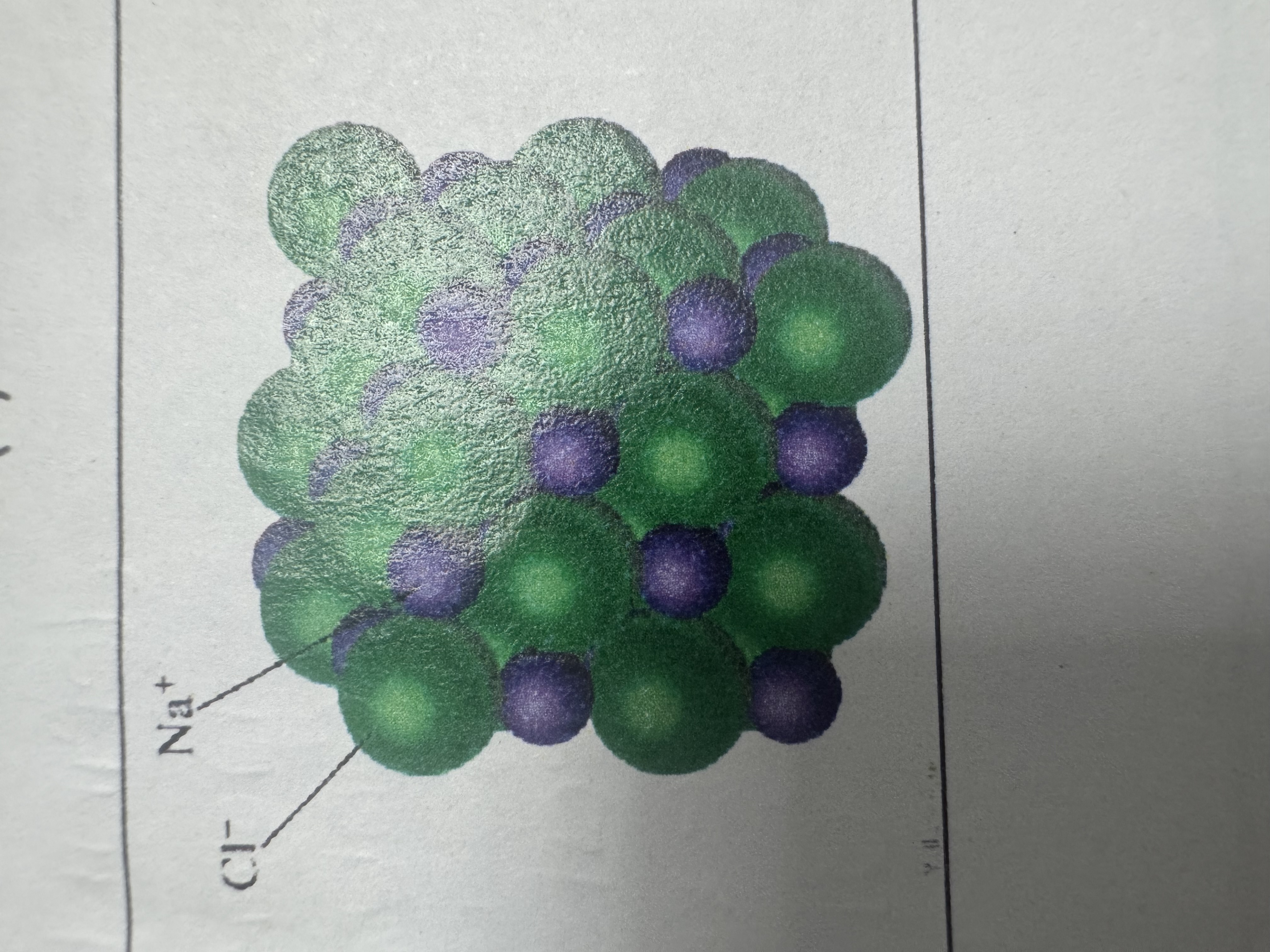 <p>a representation of each atom, where different atoms types are shown w a unique symbol. </p>