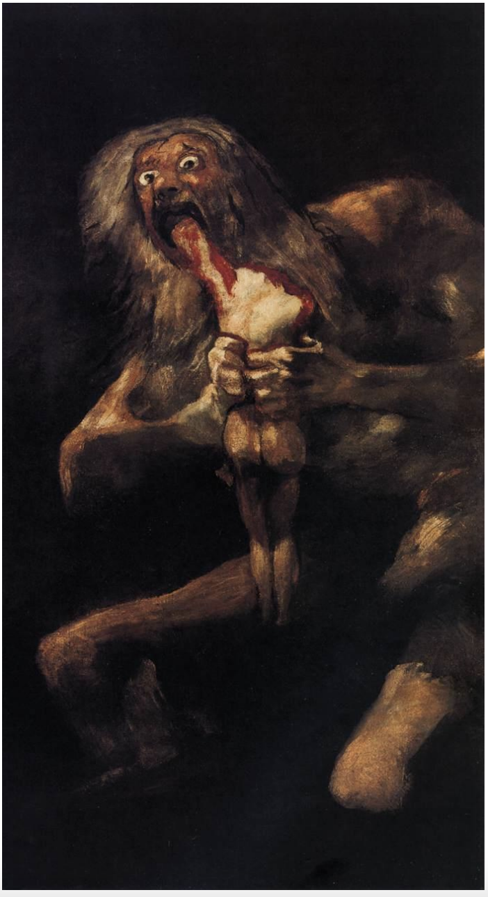 <ul><li><p><span><strong>Key Features</strong>:<br><br></span></p><ul><li><p><span>Depicts the Roman god Saturn eating one of his own children, a horrifying scene inspired by myth.<br><br></span></p></li><li><p><span>The painting features raw emotion, with Saturn portrayed as a monstrous figure consumed by madness and hunger.<br><br></span></p></li><li><p><span>Goya’s use of dark, muted colors and disturbing imagery makes this one of his most disturbing works.<br><br></span></p></li></ul></li><li><p><span><strong>Memorable Fact</strong>: This piece is another from Goya’s "Black Paintings," showcasing his deep despair and critique of human nature.<br><br></span></p></li></ul><p></p>