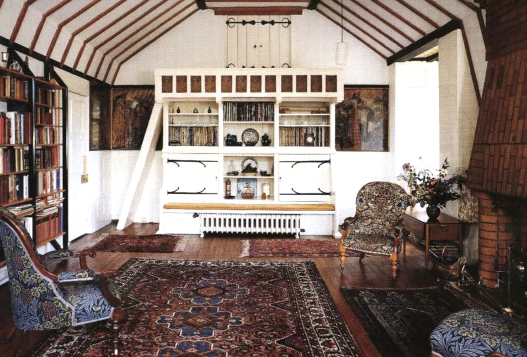 <p>Architect</p><p>White drawing room. Morris chair by him and William Morris </p>