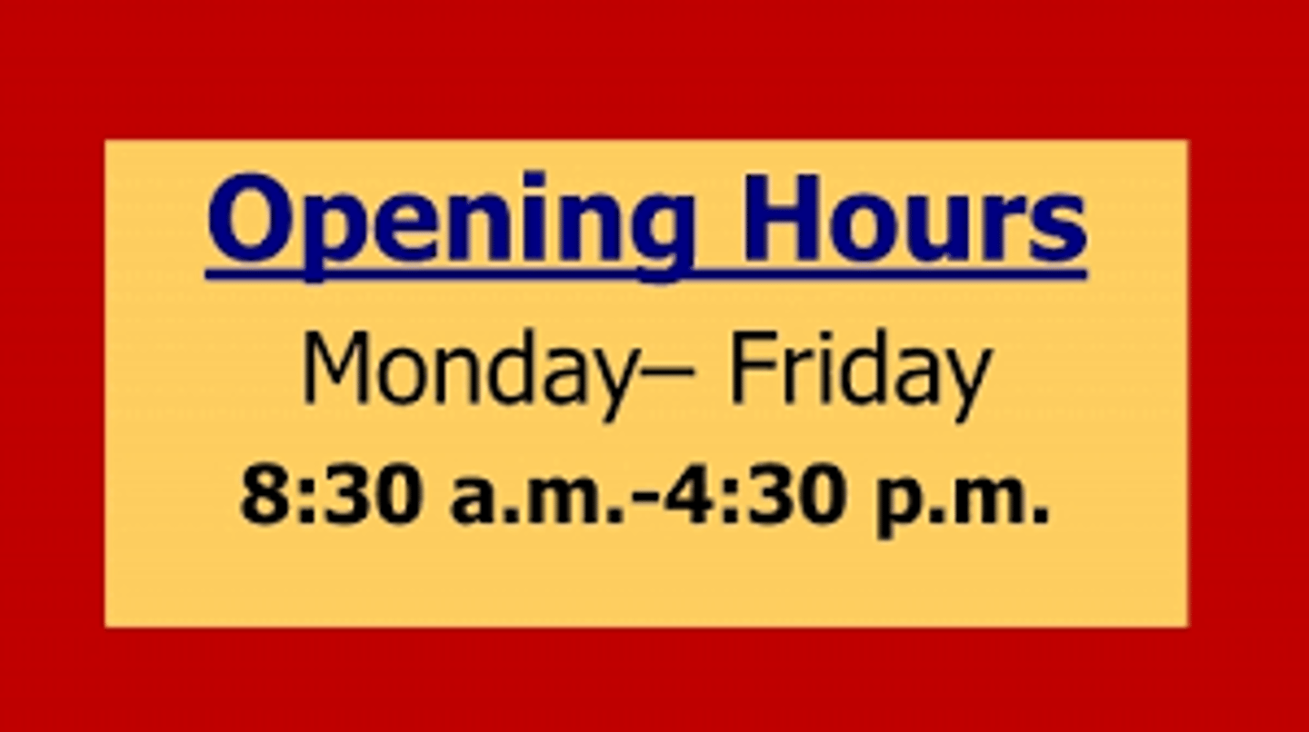 <p>opening hours</p>