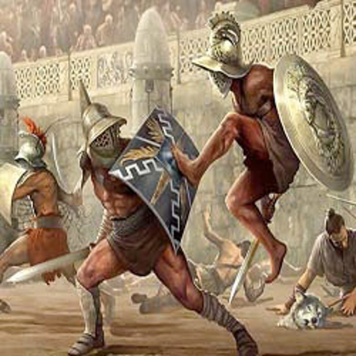 <p>trained fighters, usually slaves, who fought in arenas as entertainment</p>