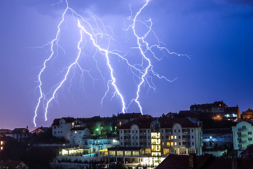 a loud crashing noise heard after lightning
- a great example of the properties of sound and light
