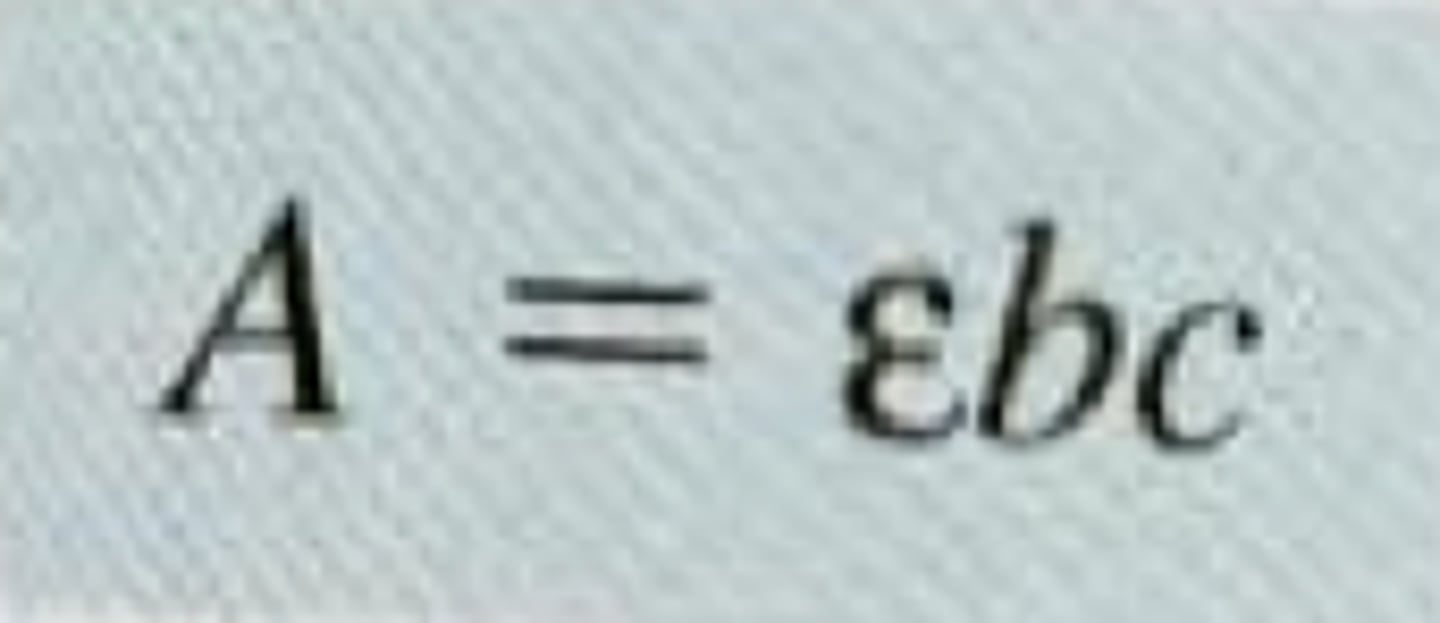<p>explains the relationship between absorbance, at a given wavelength and concentration, A = εbc</p>