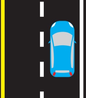 <p>single solid yellow line</p>