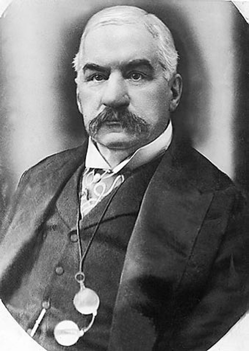 <p>Banker that controlled 2/3 of the rail roads and eventually merged into the steel industry. Bought Carnegies steel company and formed U S Steel Company.</p>