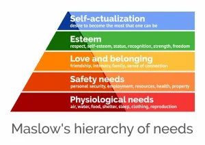 <p>Self actualization (being your best self) top </p><p>physiological (hunger, water)  bottom</p><p>The hierarchy doesn’t go from top and bottom it can be from everywehre </p><p>Maslow offers a holistic view of human needs (interconnected ways to see human needs) </p>