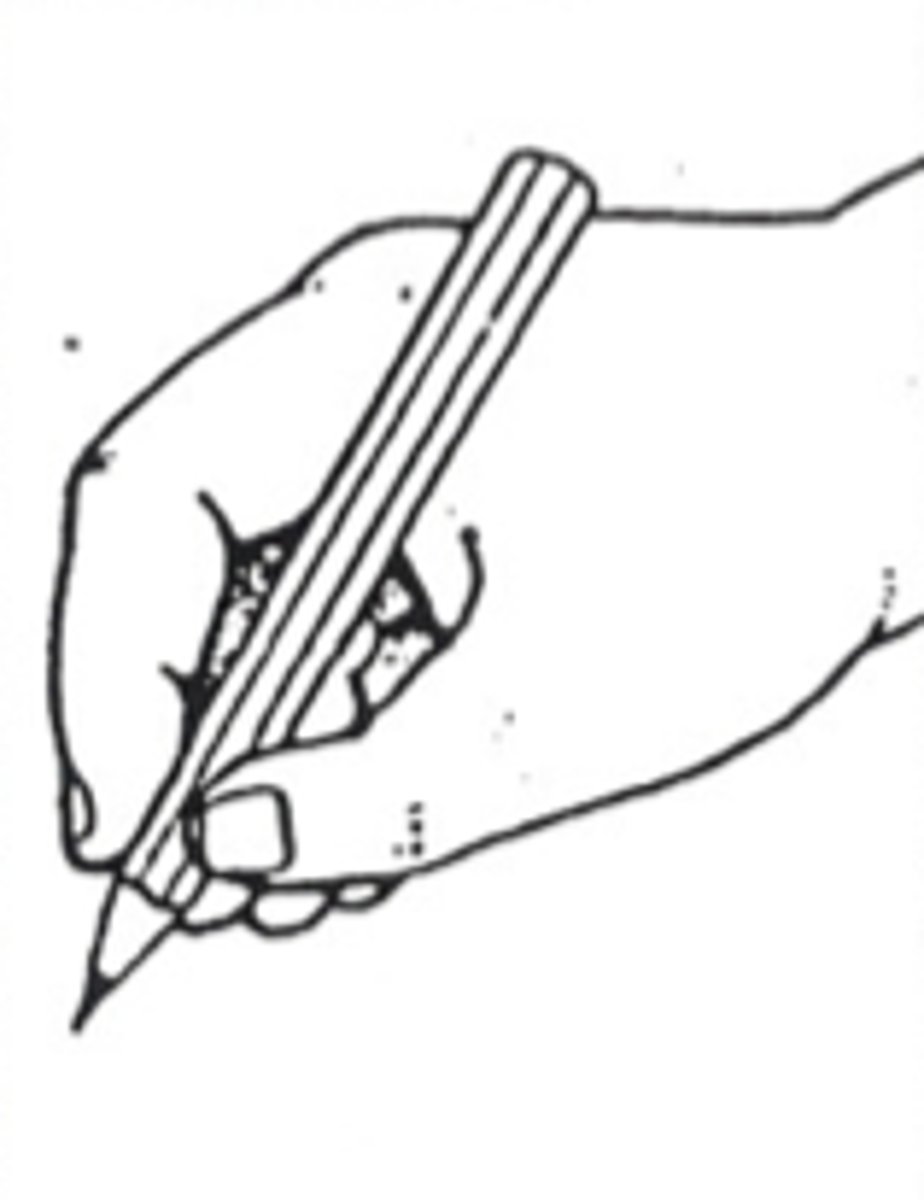 <p>Thumb, index, and middle finger grasp and object</p>