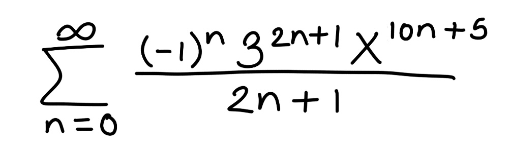 <p>Find the function of the power series&nbsp;</p>