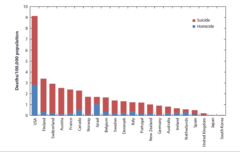 U.S homicide rate is distinctively higher than similar countries.