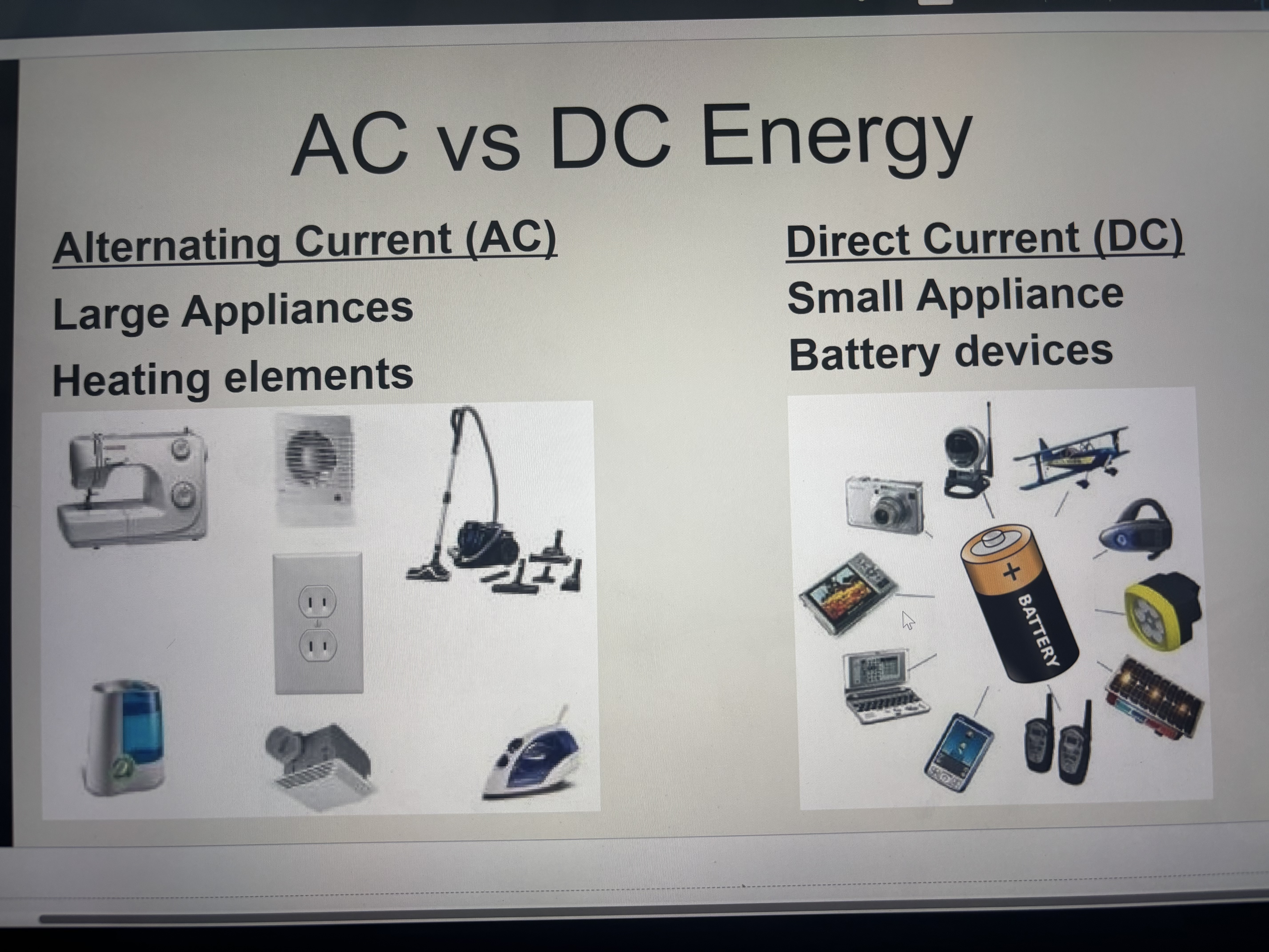 <p>DC is one-directional while AC is an electrical current that periodically reverses direction and changes its magnitude continuously.</p>