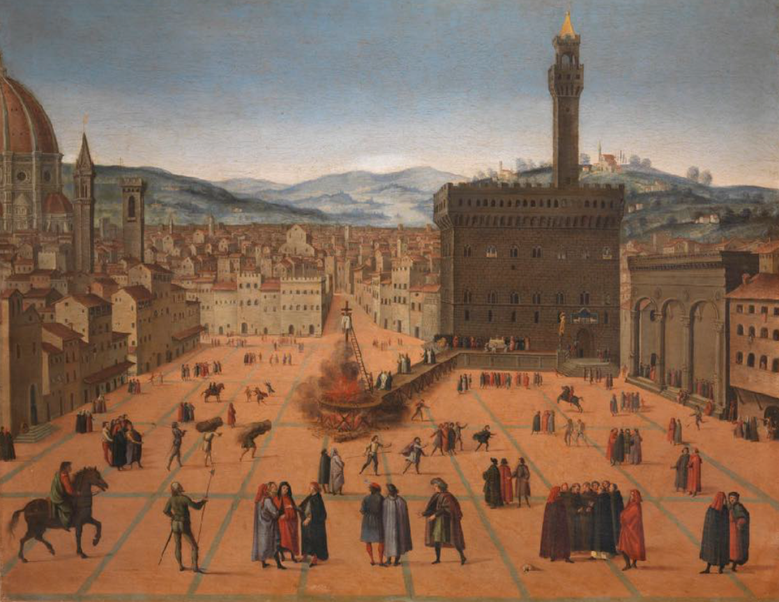 <p>Rogo di Fra Girolamo Savonarola nel 1498</p>