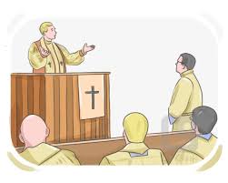 <p><strong>(especially of a priest or </strong><span><strong>minister </strong></span><strong>in a church) to give a religious speech:</strong></p><p><br></p>
