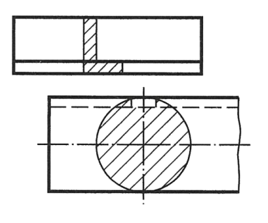<p>Cross-sections can be displayed rotated and hatched in the view</p>