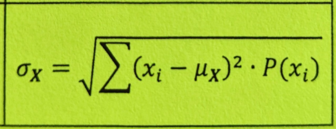 The square root of the variance; the average distance of a random variable's value from its expected value (center) 
