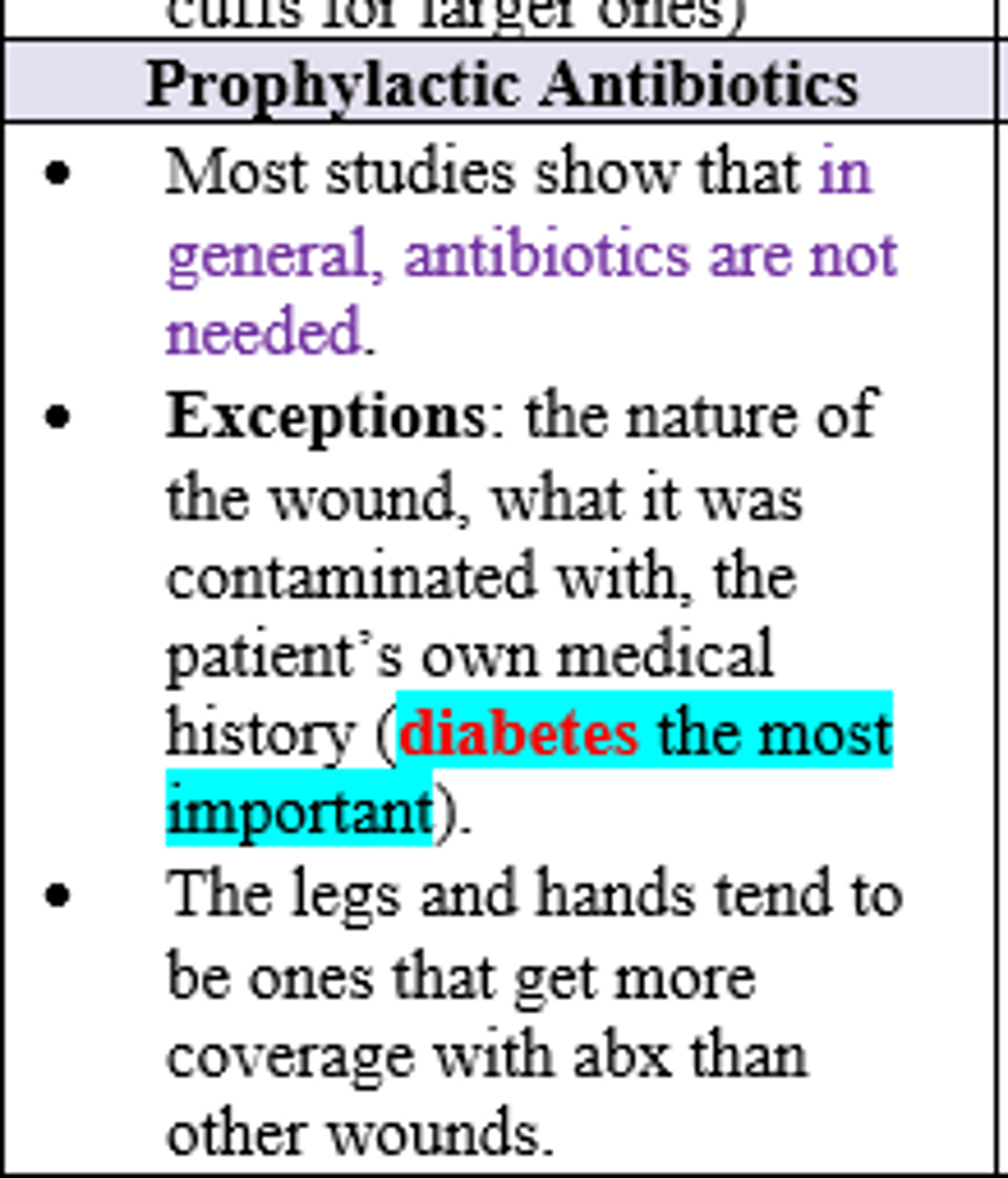 <p>True (except high risk wounds) </p>