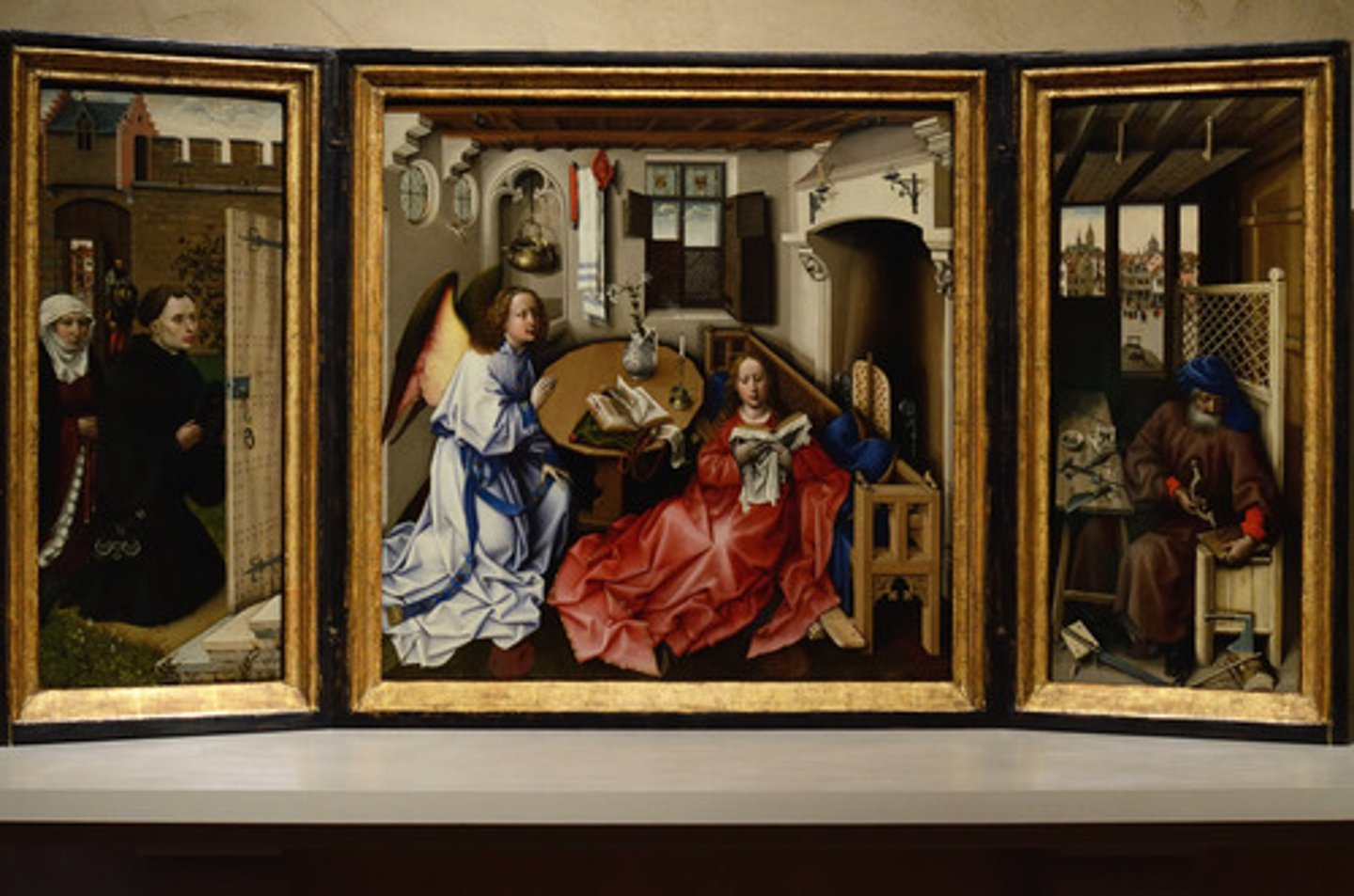 <p>a patron of a work of art, who is often seen in that work</p>
