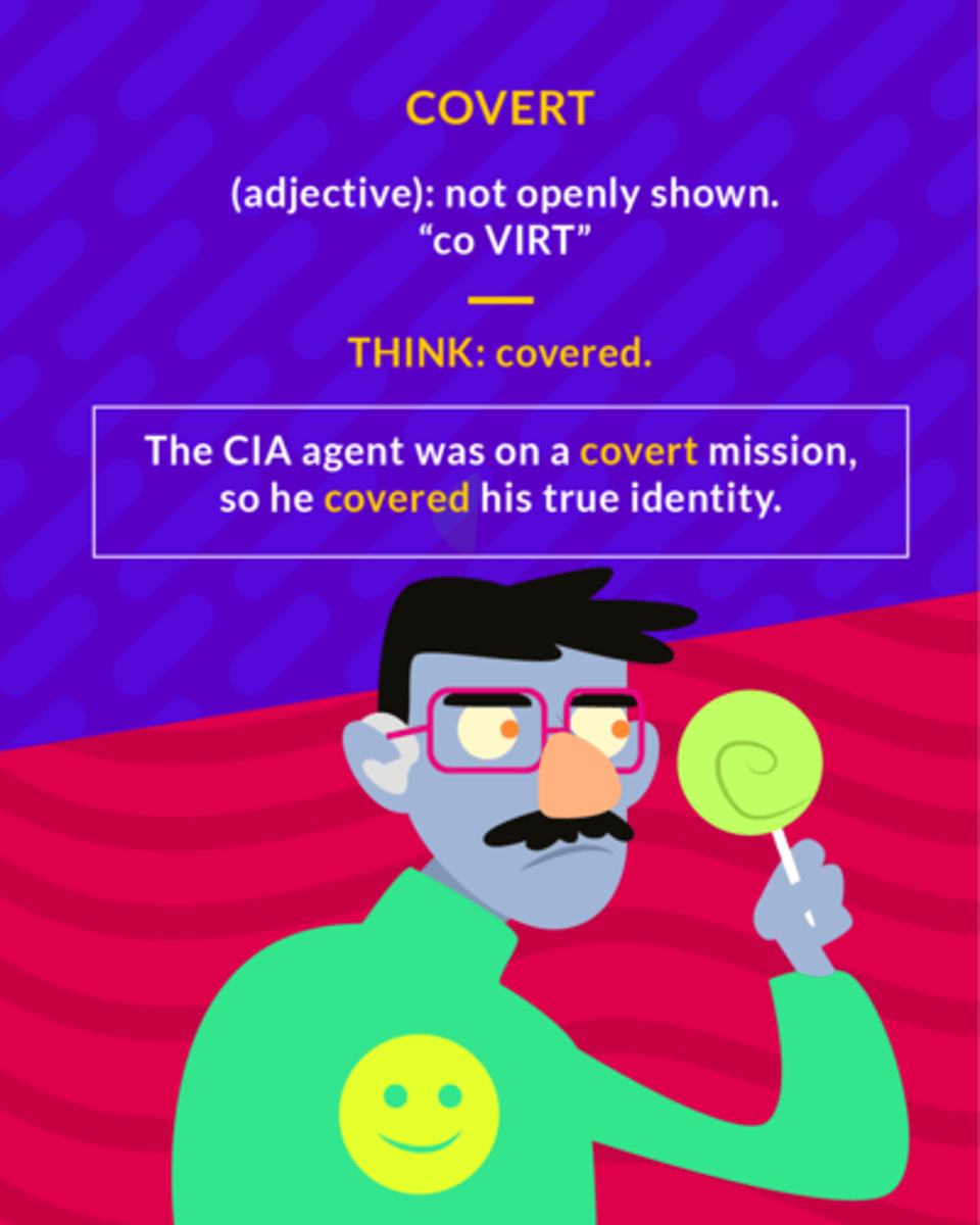 <p>hidden; undercover; secret</p>