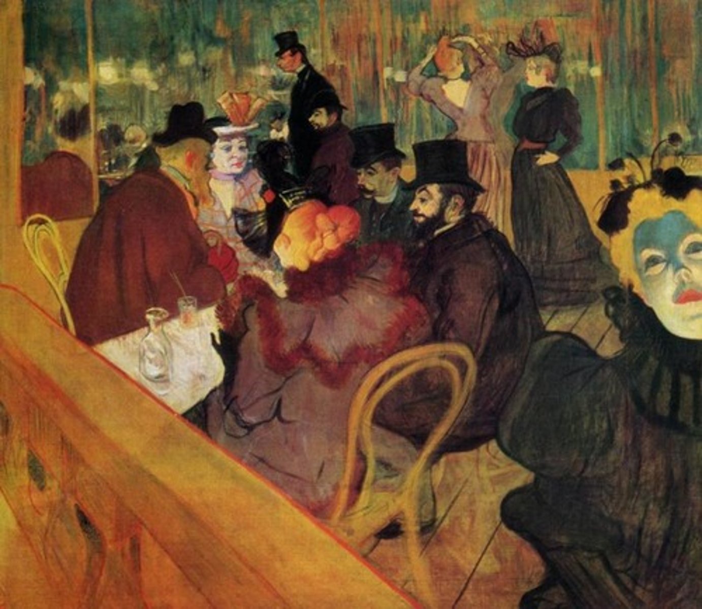 <p>Post-Impressionism</p><p>He shows spaces he likes to hang out in</p><p>It was similar to a nightclub today</p><p>Lots of drugs</p><p>Dancers, theater, and art performances were all there</p><p>Sex workers were also available</p><p>There is social mixing in the place</p><p>At the table, there are both middle-class and upper-class people together</p><p>The lady in the back is a sex worker and is showing a lot of skin</p><p>Black Choker is a way to show if someone is a sexworker</p><p>Then, they became more of an upper-class thing</p><p>He is in the painting with his friend, walking out</p><p>The light makes her face blue</p><p>We are on the stage looking down at the people</p><p>Very critical of the aristocats because he was rejected by them</p><p>The green thing on the wall was mirror</p>