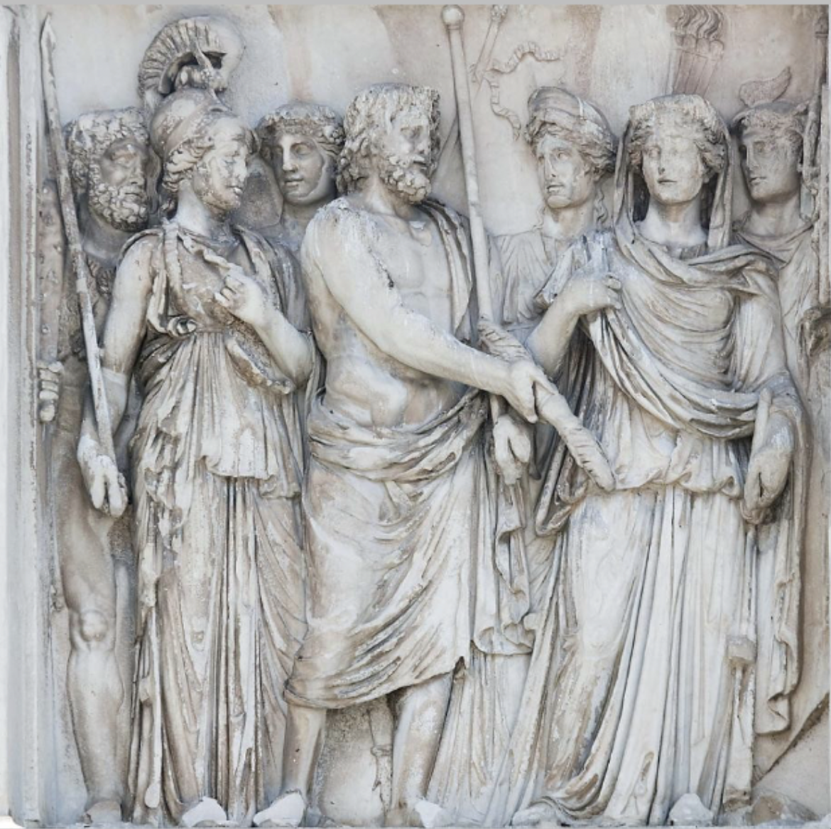 left attic relief, giving trajan his thunderbolt 