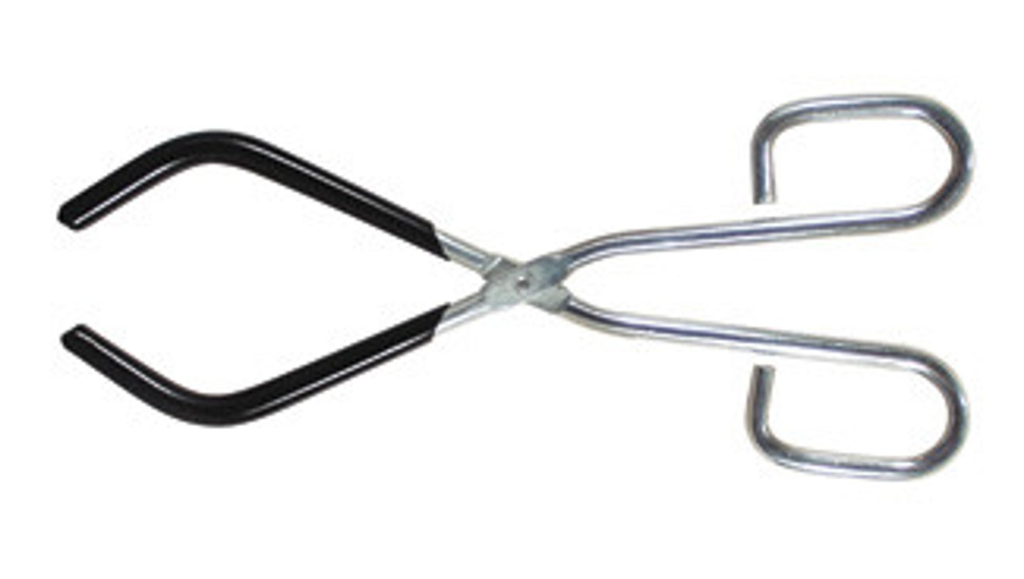 <p>Rubber covered tongs; used to hold beakers</p>
