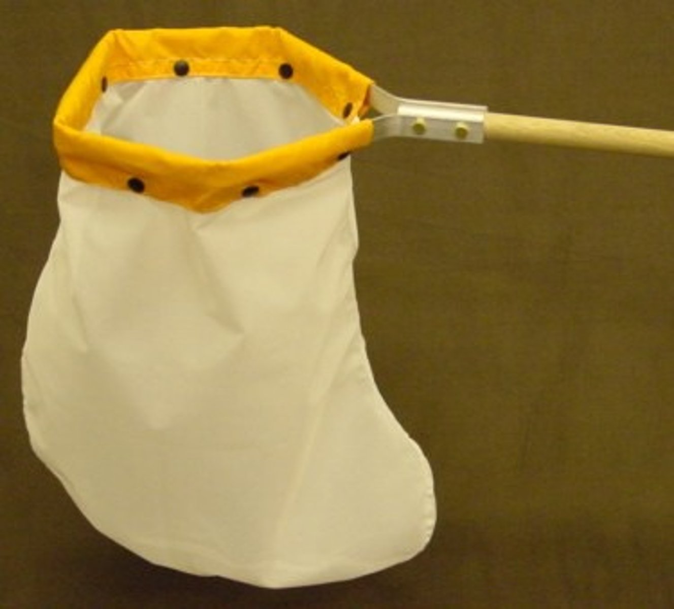 <p>a bag-shaped net with a handle used by entomologists for catching insects by sweeping it over vegetation</p>