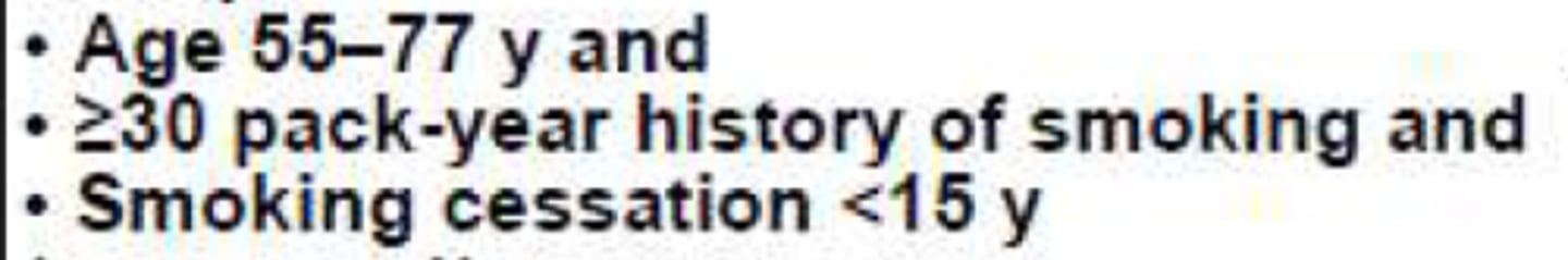 <p>What group for lung cancer screening?</p><p>High risk</p>